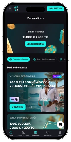 Betriviera Casino France, page des bonus et promotions disponibles