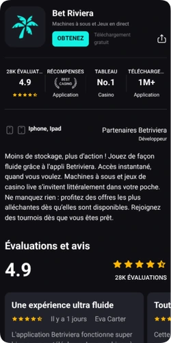 Betriviera Casino France, installer l'application mobile sur iOS et Android