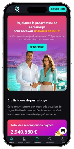 Betriviera Casino France, programme de parrainage et récompenses